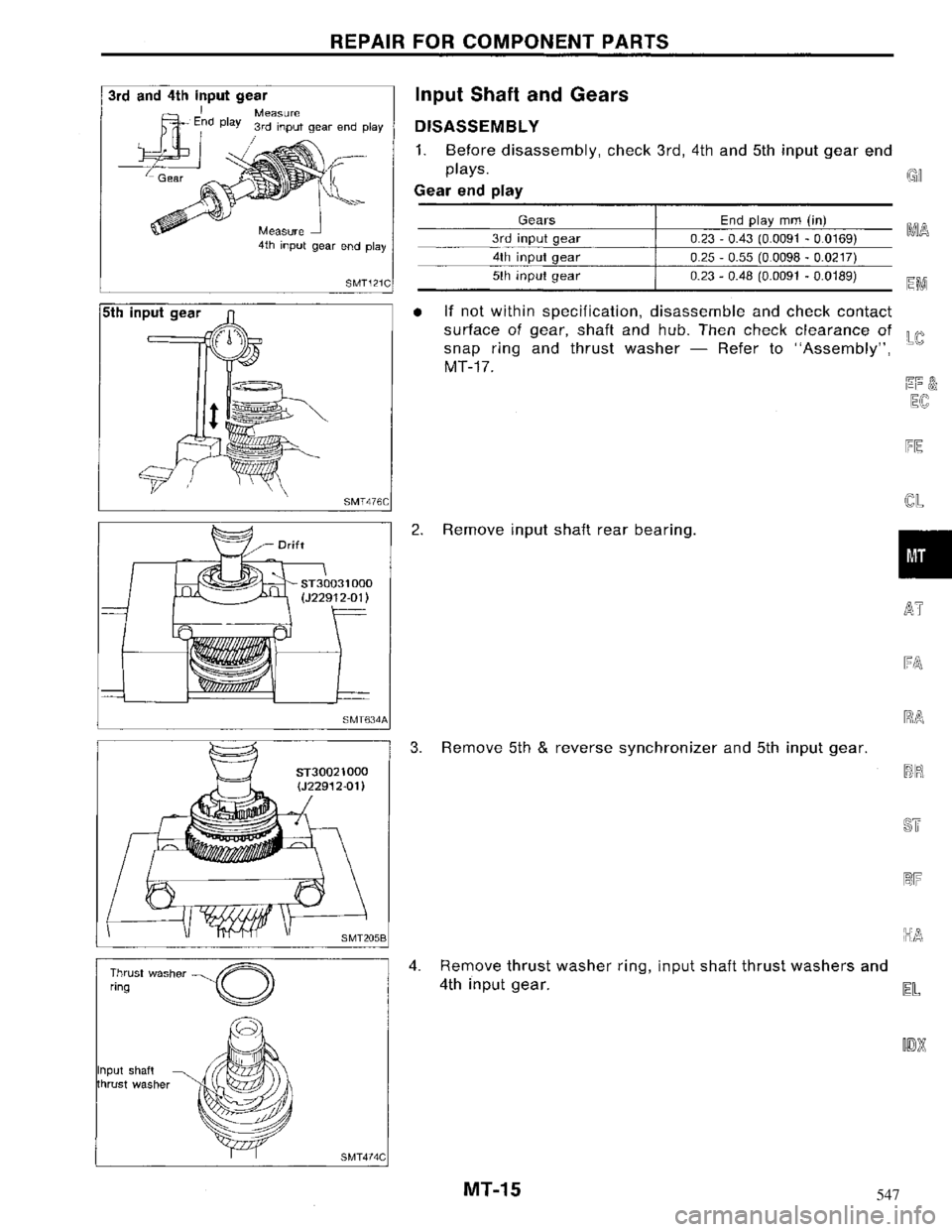 NISSAN MAXIMA 1994 A32 / 4.G Manual Transaxle User Guide 547 NISSAN MAXIMA 1994 A32 / 4.G Manual Transaxle User Guide 547