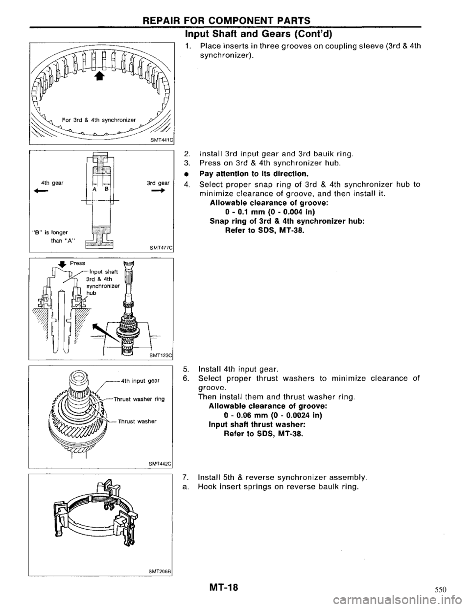 NISSAN MAXIMA 1994 A32 / 4.G Manual Transaxle User Guide 550 NISSAN MAXIMA 1994 A32 / 4.G Manual Transaxle User Guide 550