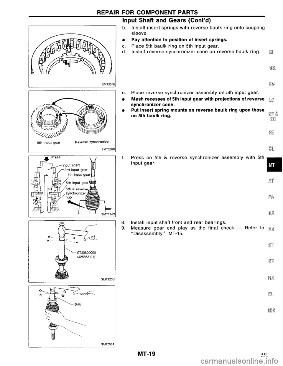NISSAN MAXIMA 1994 A32 / 4.G Manual Transaxle User Guide 551 NISSAN MAXIMA 1994 A32 / 4.G Manual Transaxle User Guide 551