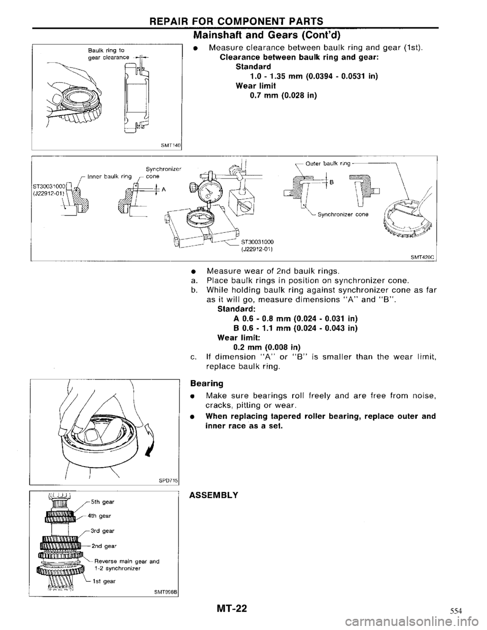 NISSAN MAXIMA 1994 A32 / 4.G Manual Transaxle Owners Manual 554 
