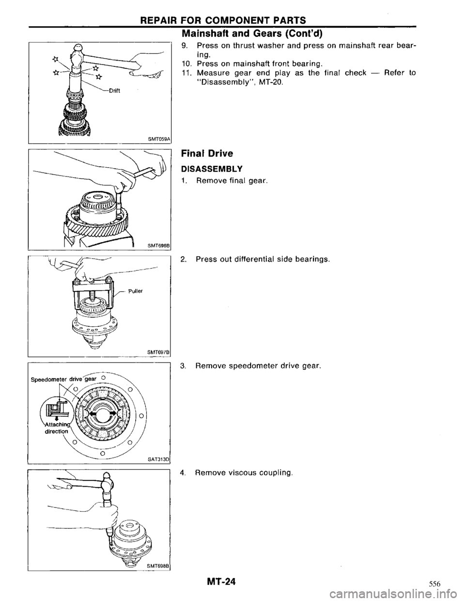 NISSAN MAXIMA 1994 A32 / 4.G Manual Transaxle Owners Manual 556 