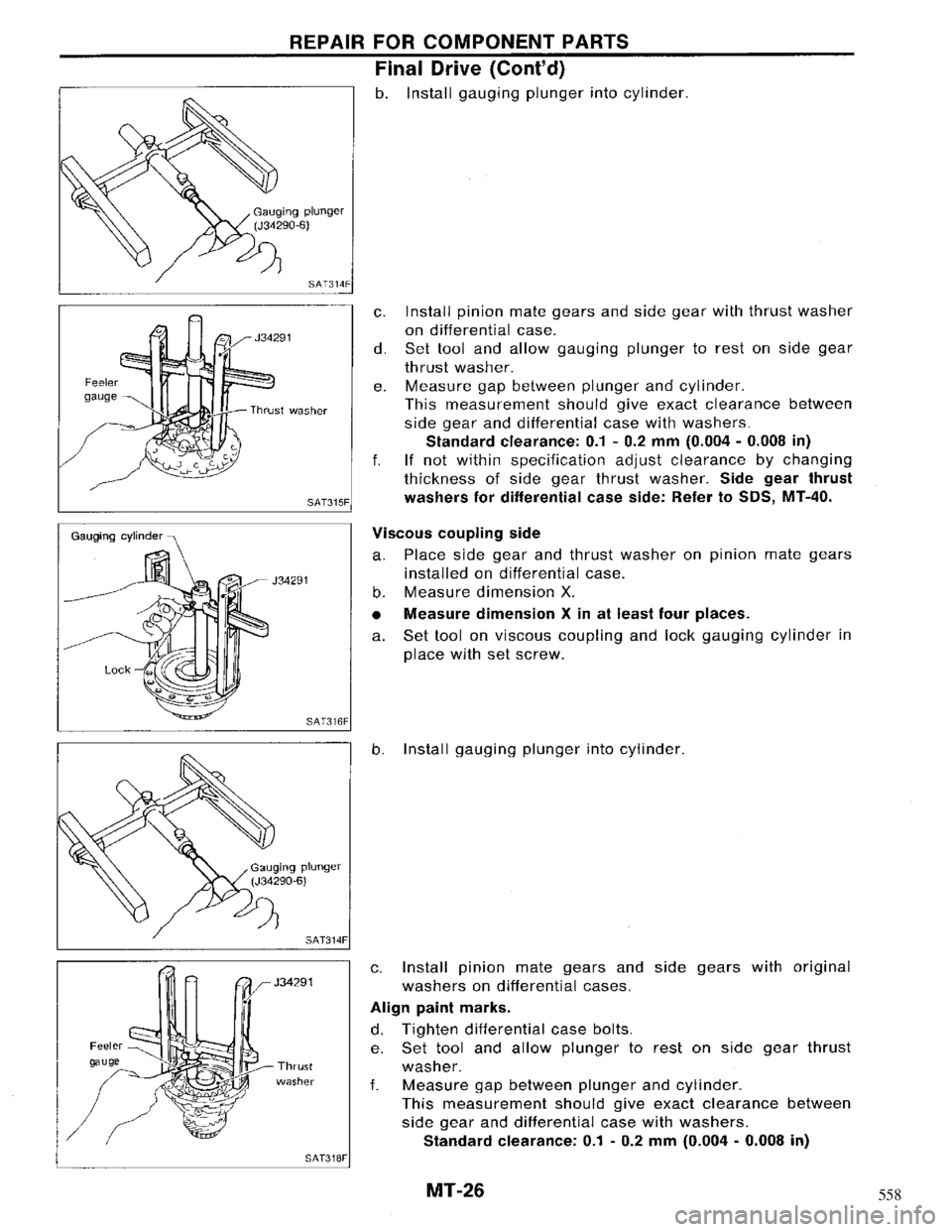 NISSAN MAXIMA 1994 A32 / 4.G Manual Transaxle Owners Manual 558 