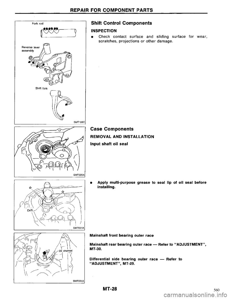 NISSAN MAXIMA 1994 A32 / 4.G Manual Transaxle Owners Manual 560 