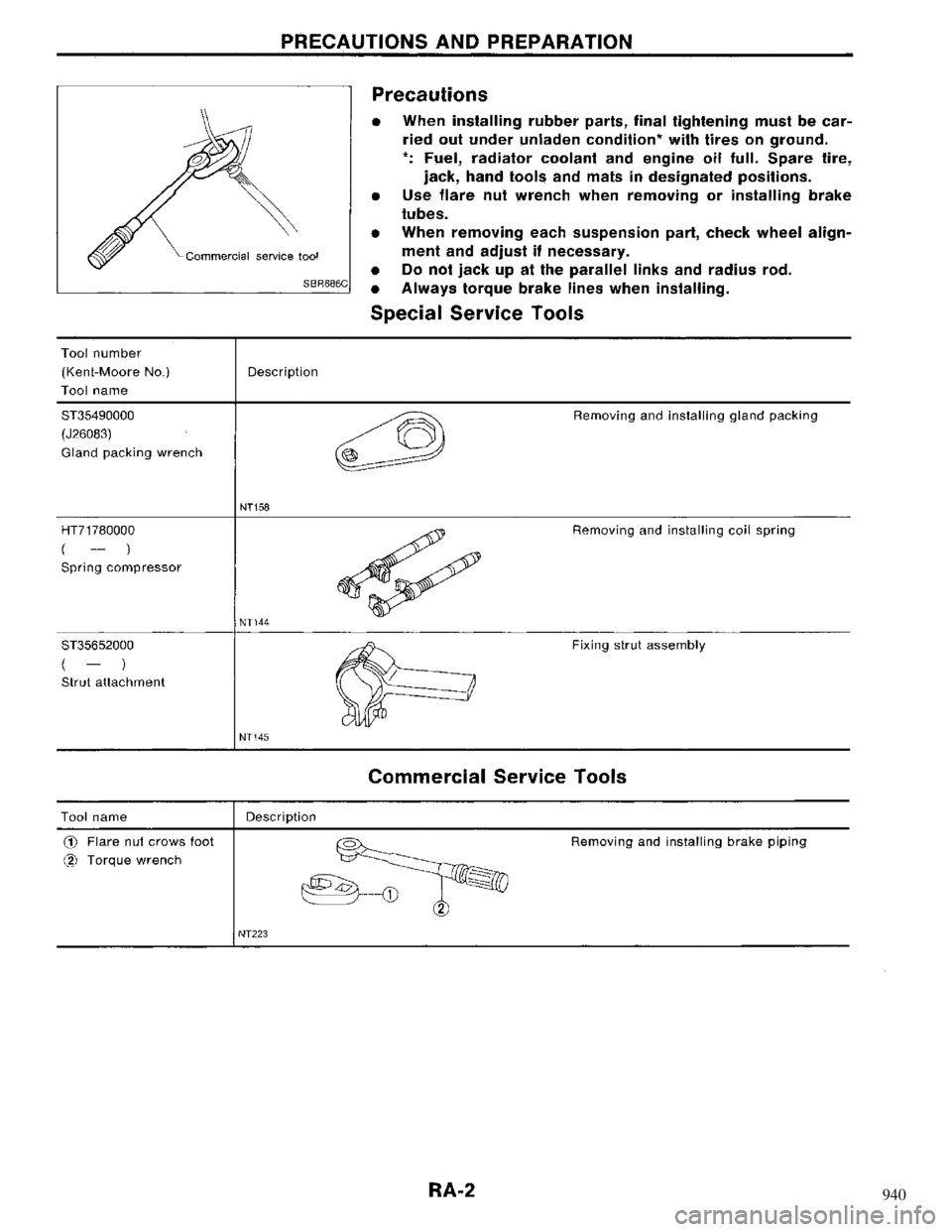 NISSAN MAXIMA 1994 A32 / 4.G Rear Axle Workshop Manual 940 