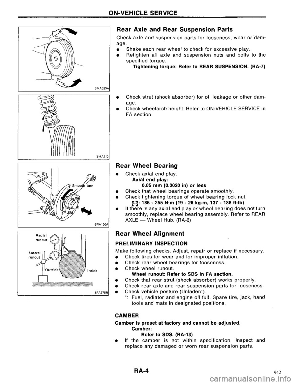 NISSAN MAXIMA 1994 A32 / 4.G Rear Axle Workshop Manual 942 