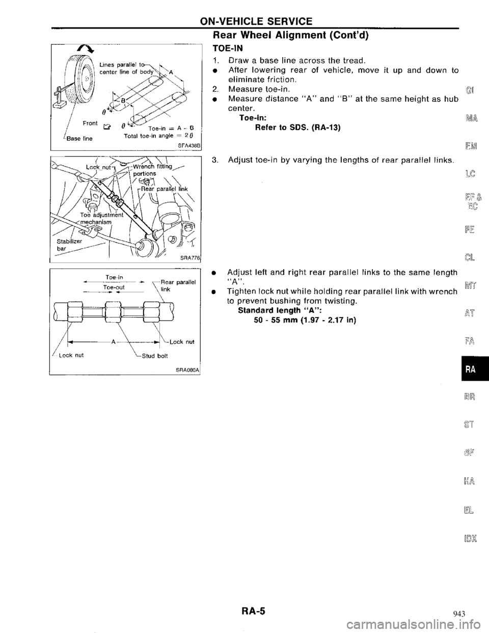 NISSAN MAXIMA 1994 A32 / 4.G Rear Axle Workshop Manual 943 