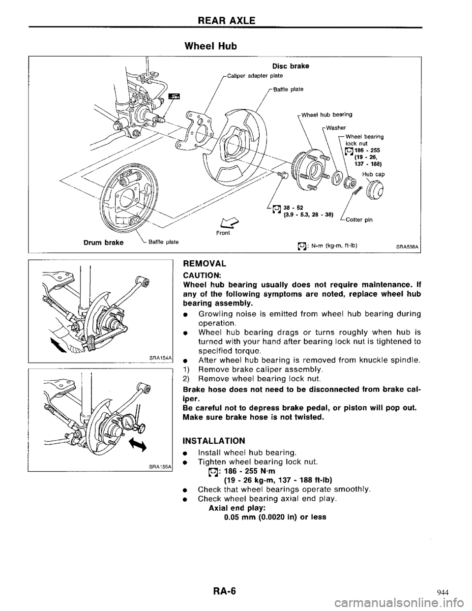 NISSAN MAXIMA 1994 A32 / 4.G Rear Axle Workshop Manual 944 