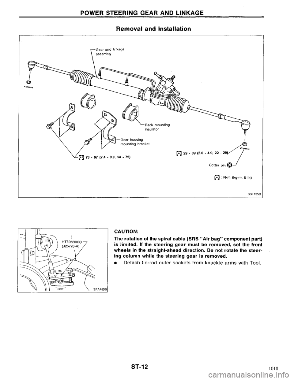 NISSAN MAXIMA 1994 A32 / 4.G Steering System User Guide 1018 