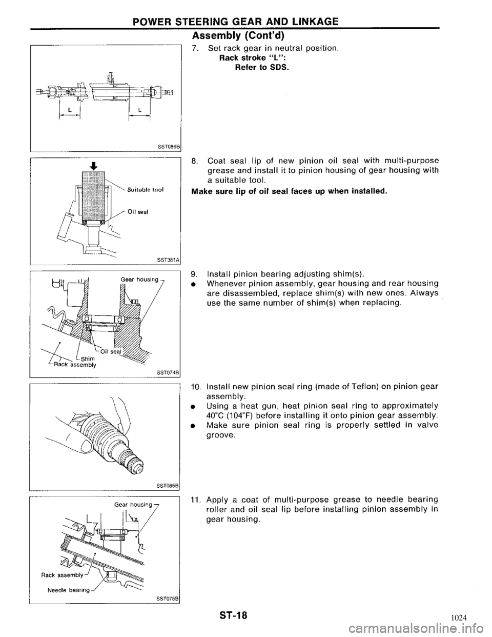 NISSAN MAXIMA 1994 A32 / 4.G Steering System User Guide 1024 