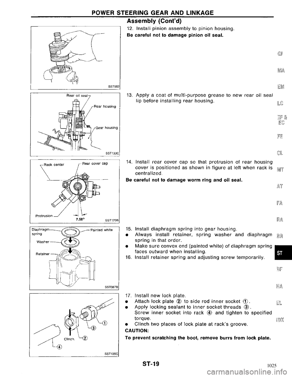 NISSAN MAXIMA 1994 A32 / 4.G Steering System User Guide 1025 