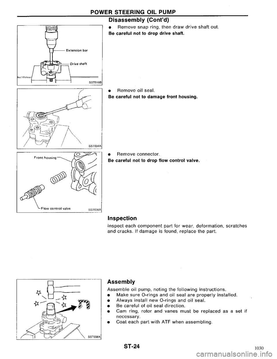 NISSAN MAXIMA 1994 A32 / 4.G Steering System Owners Manual 1030 