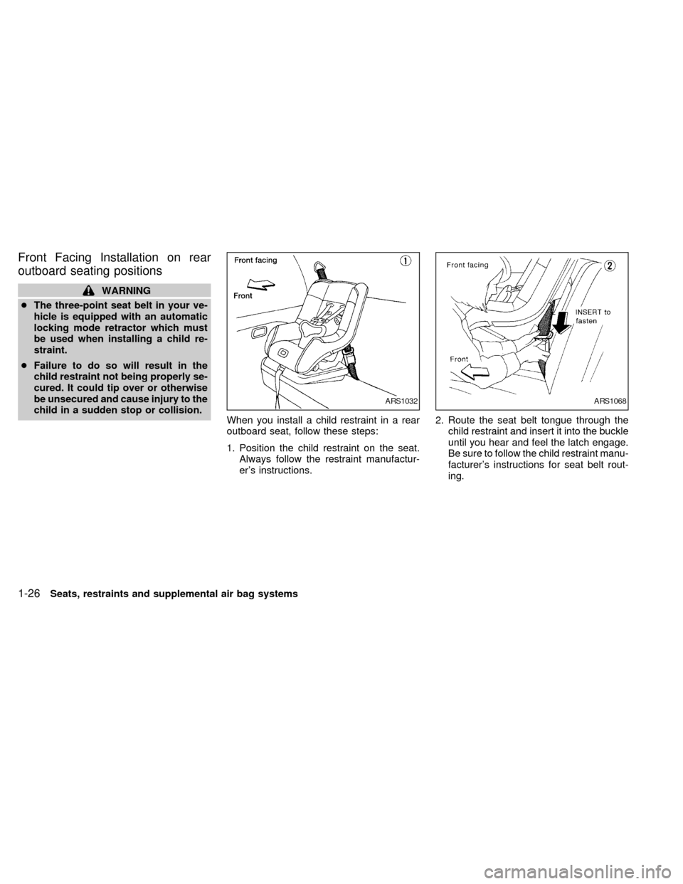NISSAN SENTRA 1999 B14 / 4.G Owners Manual NISSAN SENTRA 1999 B14 / 4.G Owners Manual, Page 33