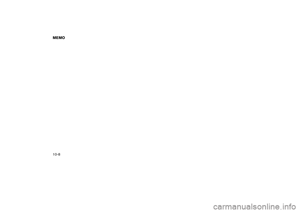 NISSAN PATHFINDER 2004 R50 / 2.G Owners Manual MEMO10-8

04.3.9/R50-D/V5
 
