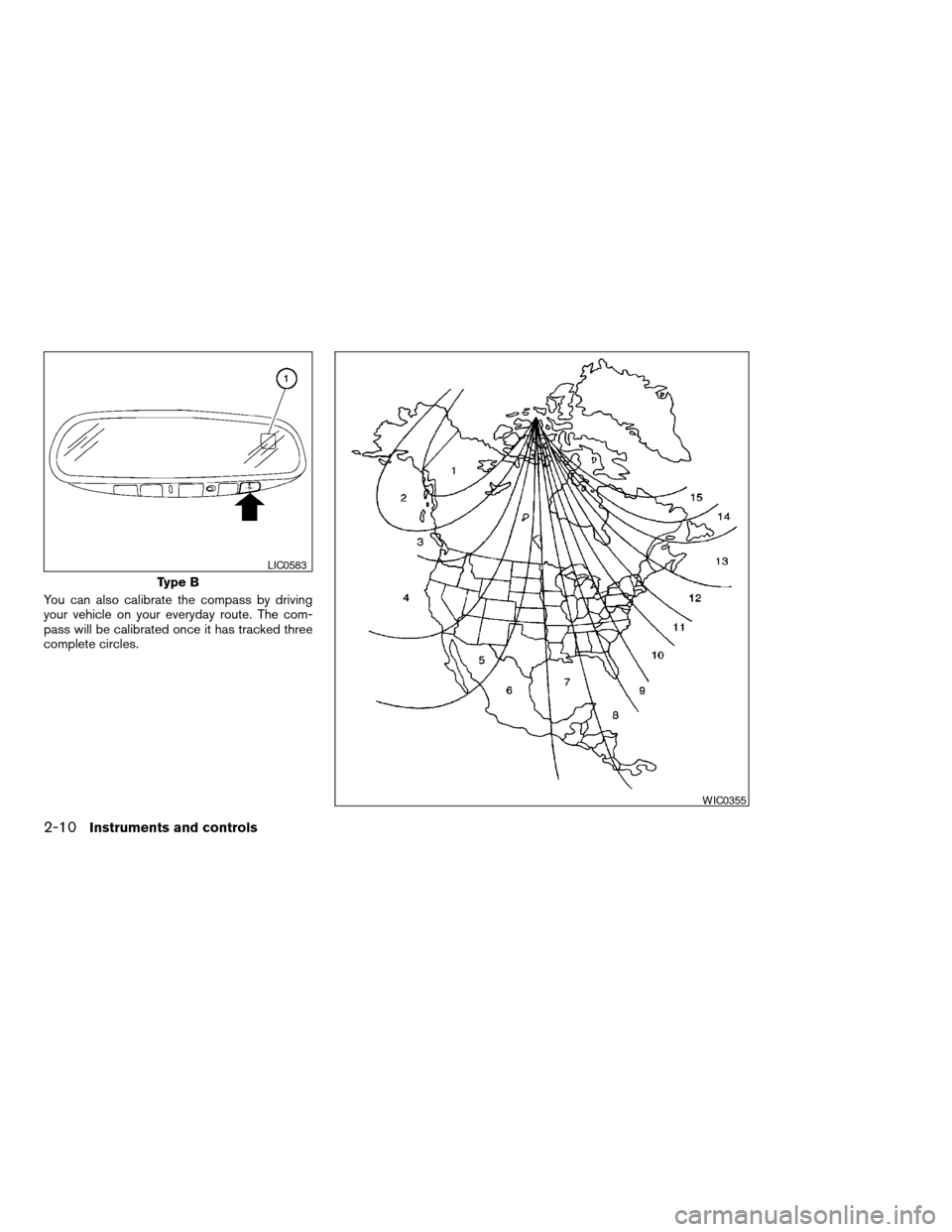 NISSAN PATHFINDER 2008 R51 / 3.G Manual Online You can also calibrate the compass by driving
your vehicle on your everyday route. The com-
pass will be calibrated once it has tracked three
complete circles.
Type B
LIC0583
WIC0355
2-10Instruments a