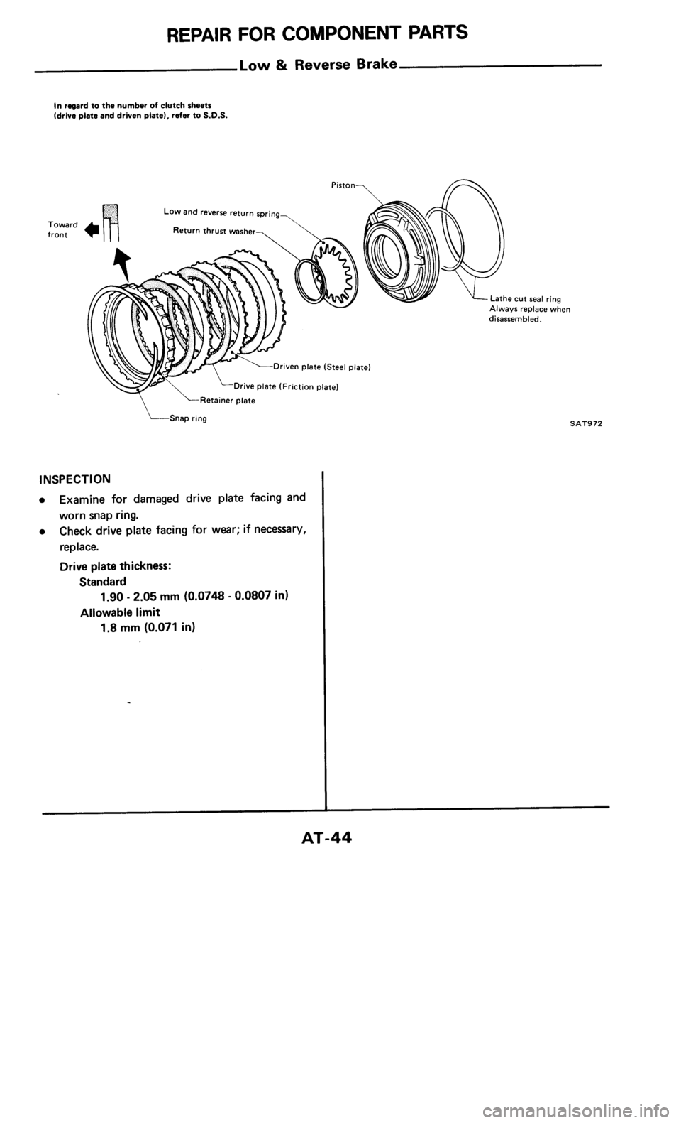 NISSAN 300ZX 1986 Z31 Automatic Transmission Service Manual 