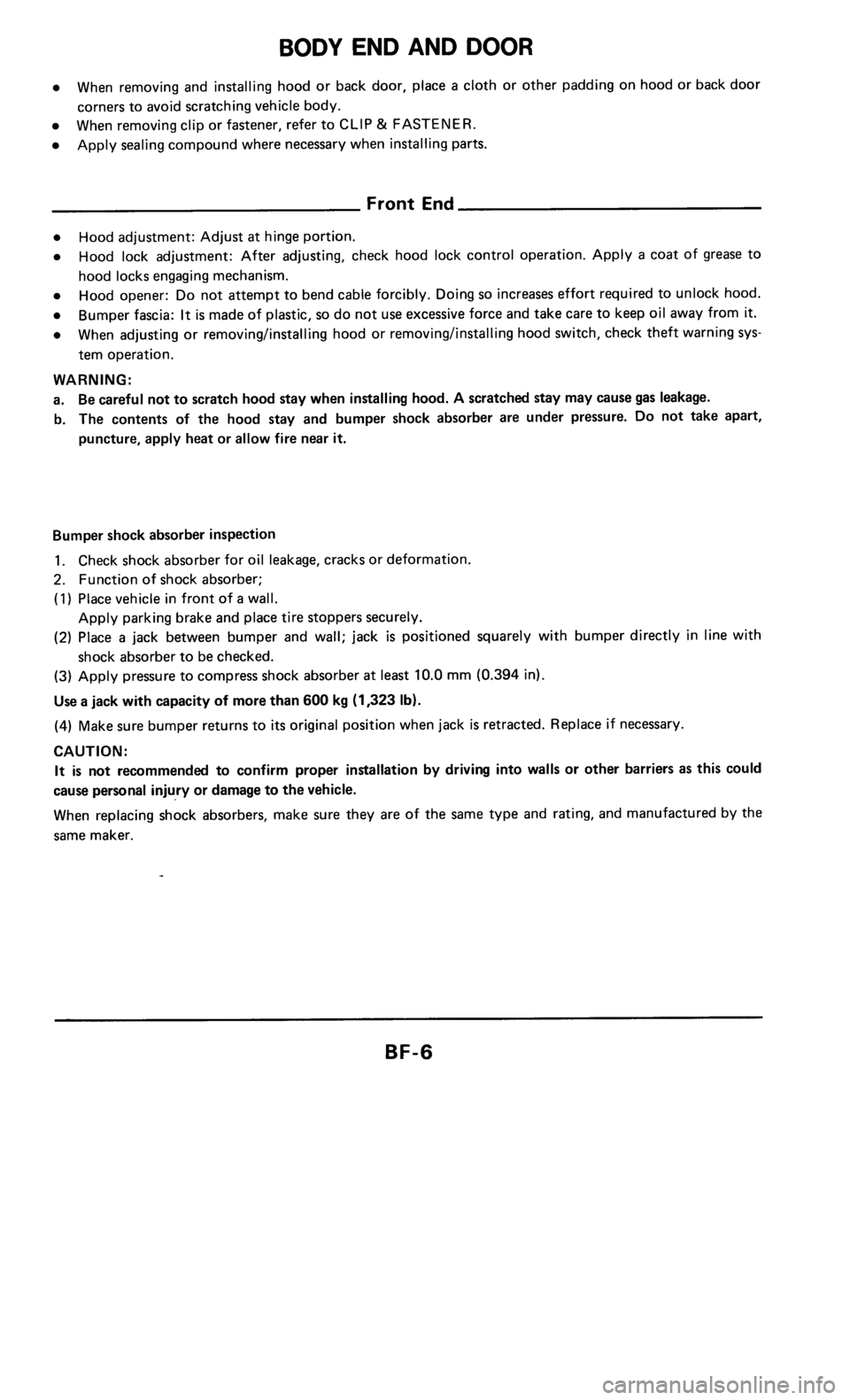 NISSAN 300ZX 1986 Z31 Body Workshop Manual NISSAN 300ZX 1986 Z31 Body Workshop Manual