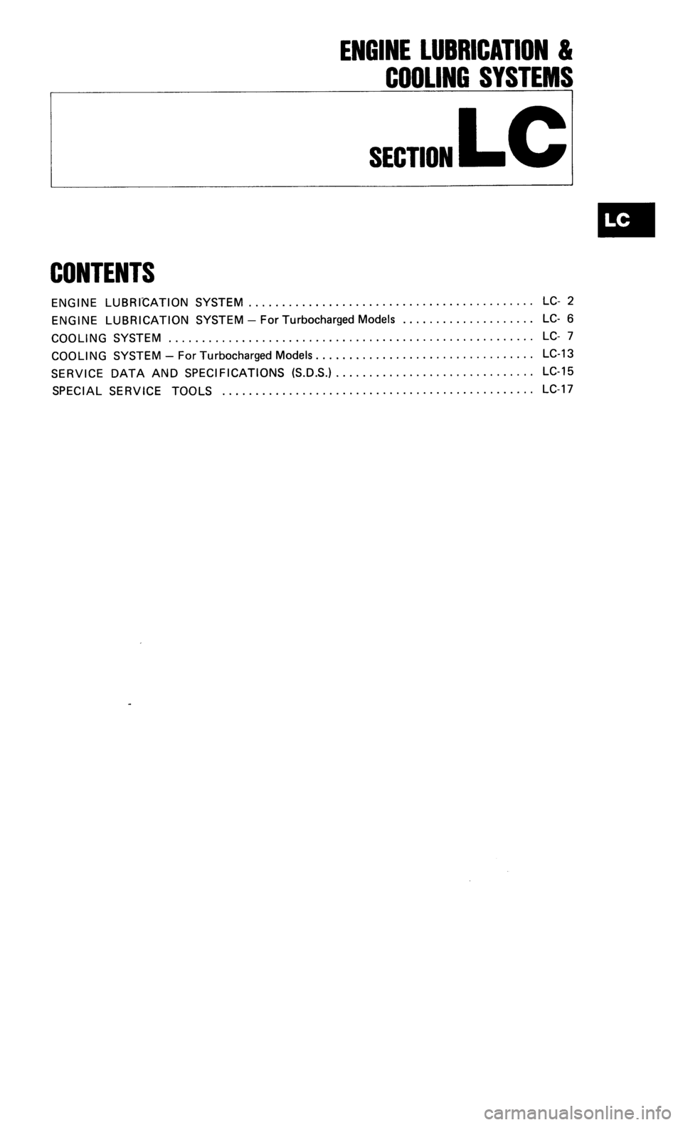 NISSAN 300ZX 1986 Z31 Engine Lubrication And Cooling System Workshop Manual 