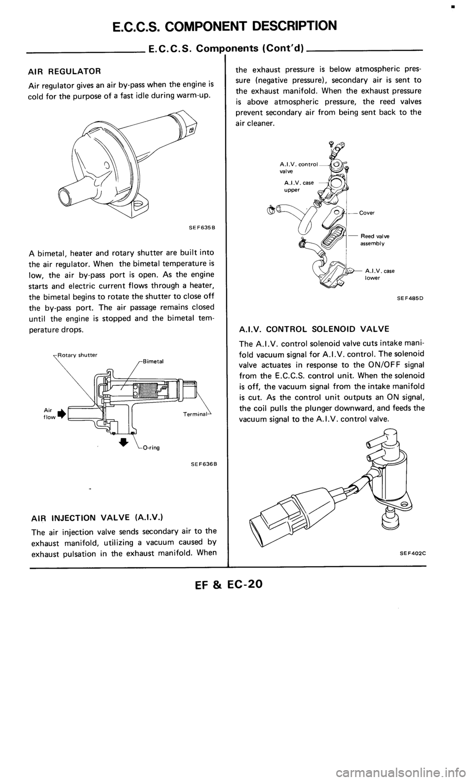 NISSAN 300ZX 1986 Z31 Engine Fuel And Emission Control System User Guide 