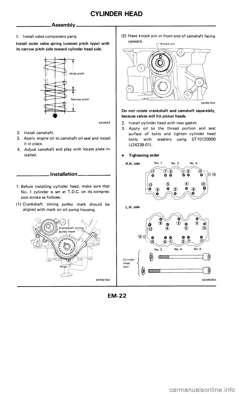 NISSAN 300ZX 1986 Z31 Engine Mechanical Owners Manual 