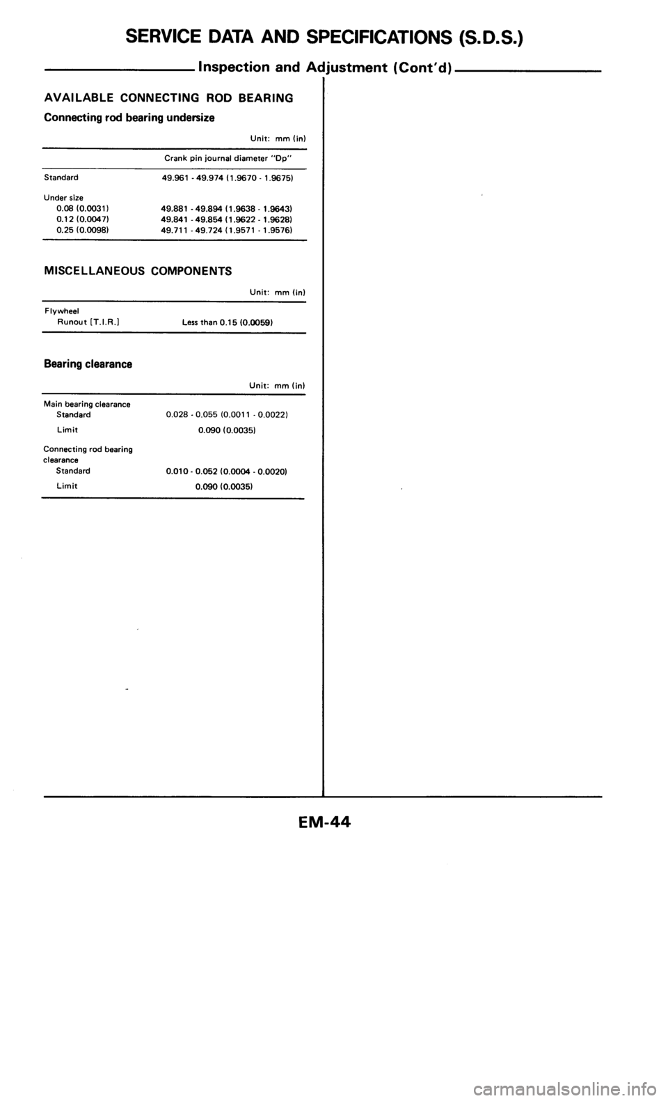 NISSAN 300ZX 1985 Z31 Engine Mechanical Service Manual NISSAN 300ZX 1985 Z31 Engine Mechanical Service Manual