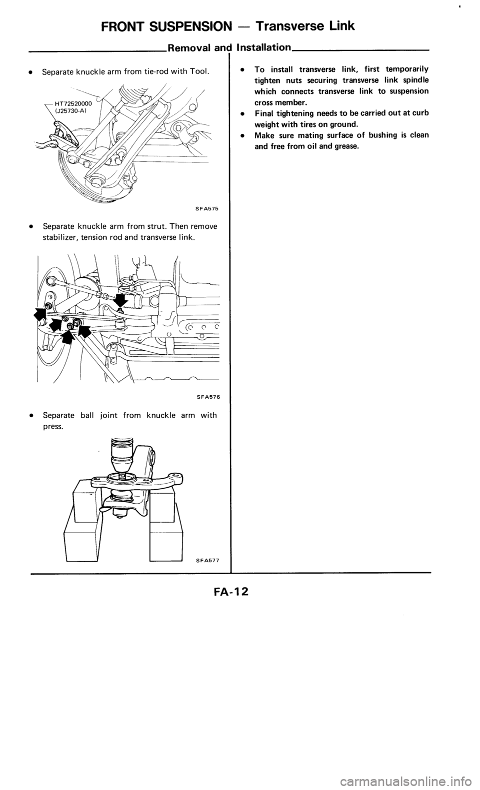 NISSAN 300ZX 1986 Z31 Front Suspension User Guide 