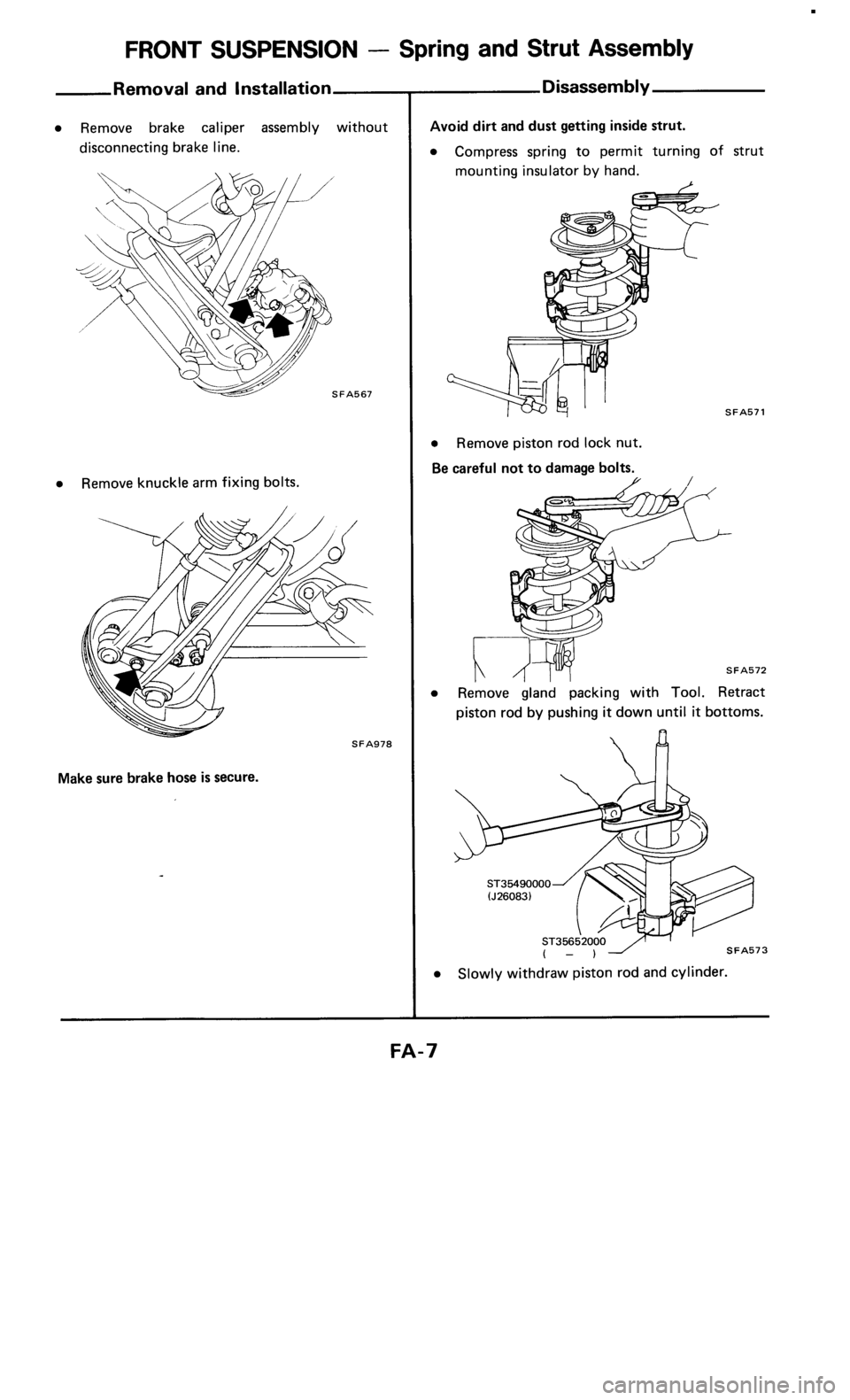 NISSAN 300ZX 1986 Z31 Front Suspension Workshop Manual NISSAN 300ZX 1986 Z31 Front Suspension Workshop Manual