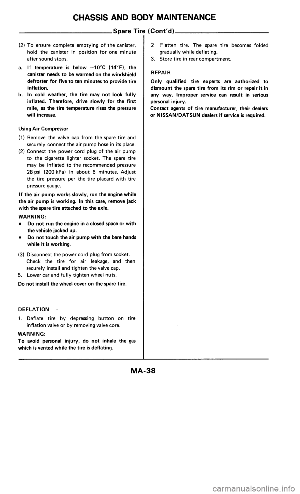 NISSAN 300ZX 1986 Z31 Maintenance Owners Guide 