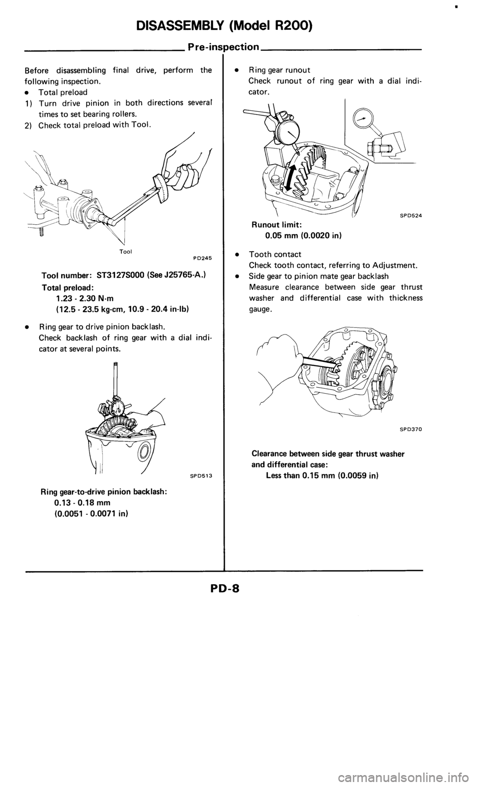 NISSAN 300ZX 1986 Z31 Propeller Shaft And Differential Carrier Workshop Manual 