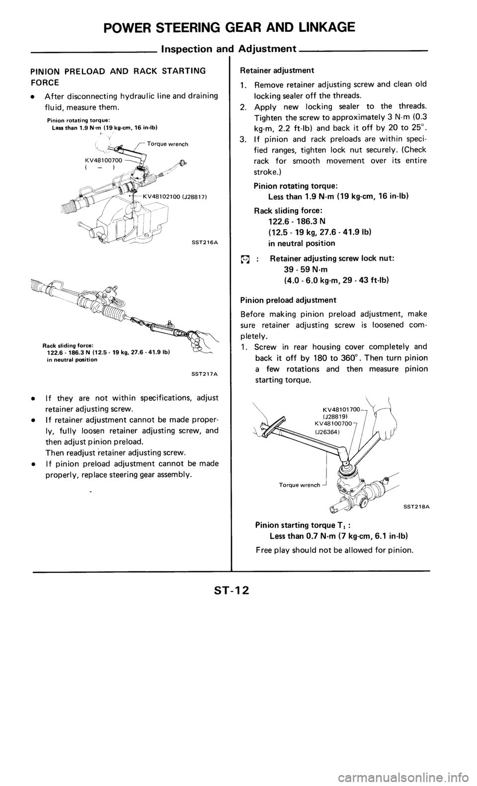 NISSAN 300ZX 1985 Z31 Steering System User Guide 