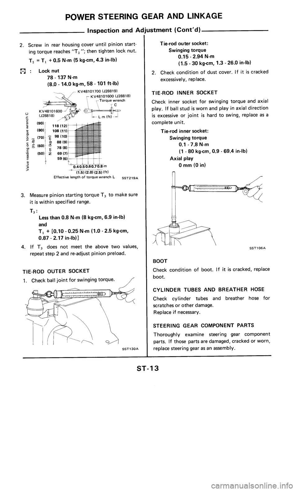 NISSAN 300ZX 1986 Z31 Steering System User Guide 