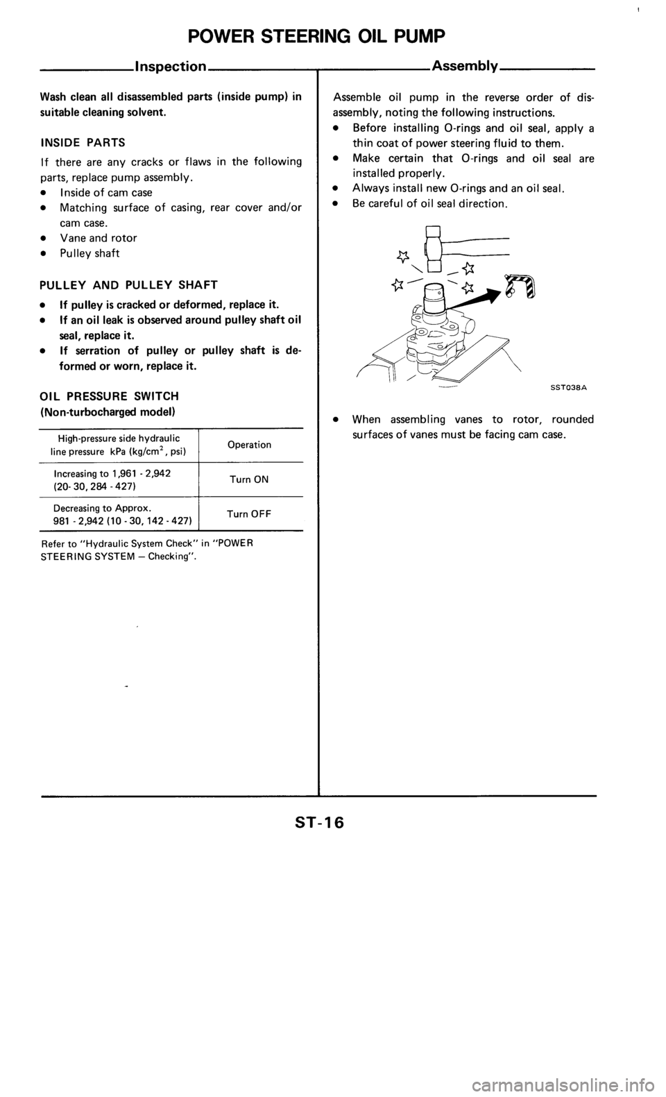 NISSAN 300ZX 1985 Z31 Steering System User Guide 