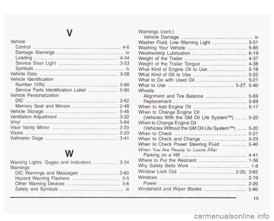 PONTIAC BONNEVILLE 2003  Owners Manual v 
Vehicle Control 
........................................................ 4-6 
Damage  Warnings 
........................................... iv 
Loading 
...........................................