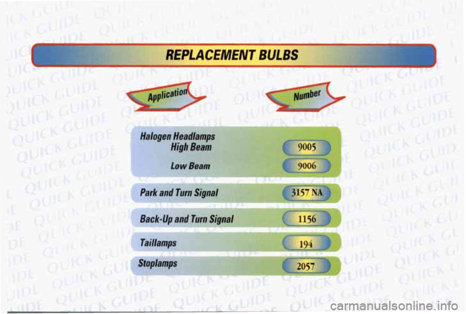 PONTIAC BONNEVILLE 1998  Owners Manual REPLi 
Park  and  Turn Sianal 
Back-up  and  Turn Signal 
uadpramps  