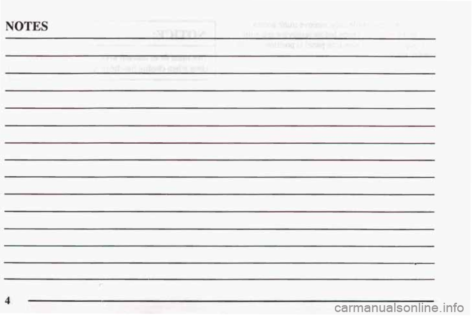 PONTIAC FIREBIRD 1998 Owners Manual NOTES
4 PONTIAC FIREBIRD 1998 Owners Manual NOTES
4