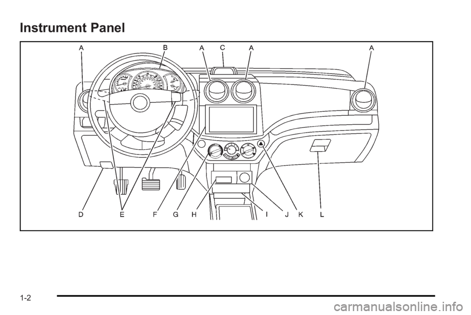 PONTIAC G3 2010  Owners Manual Instrument Panel
1-2 