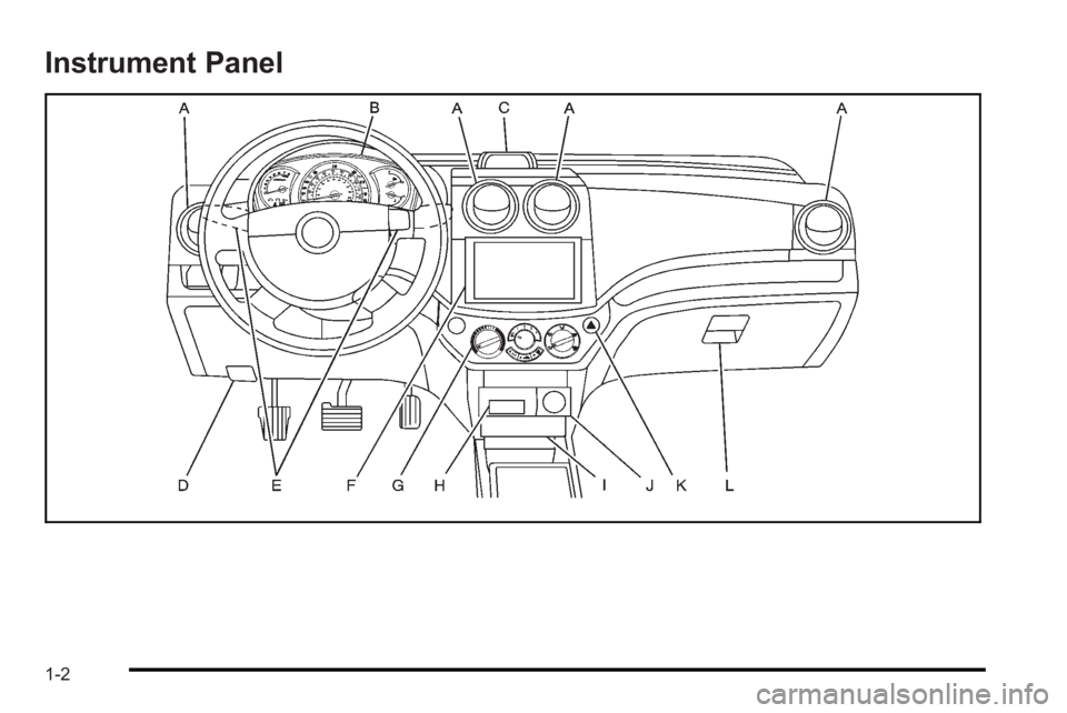 PONTIAC G3 2010 Owners Manual Instrument Panel
1-2 PONTIAC G3 2010 Owners Manual Instrument Panel
1-2