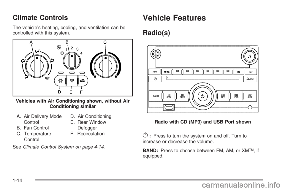 PONTIAC G5 2010 User Guide Climate Controls
The vehicle’s heating, cooling, and ventilation can be
controlled with this system.A. Air Delivery Mode Control
B. Fan Control
C. Temperature Control D. Air Conditioning
E. Rear Win PONTIAC G5 2010 User Guide Climate Controls
The vehicle’s heating, cooling, and ventilation can be
controlled with this system.A. Air Delivery Mode Control
B. Fan Control
C. Temperature Control D. Air Conditioning
E. Rear Win