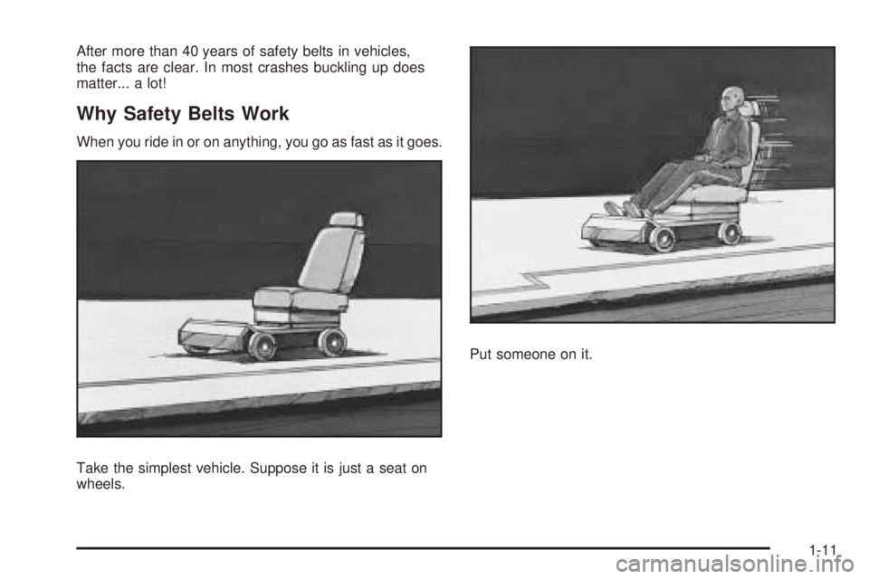 PONTIAC G5 2008 User Guide After more than 40 years of safety belts in vehicles,
the facts are clear. In most crashes buckling up does
matter... a lot!
Why Safety Belts Work
When you ride in or on anything, you go as fast as it PONTIAC G5 2008 User Guide After more than 40 years of safety belts in vehicles,
the facts are clear. In most crashes buckling up does
matter... a lot!
Why Safety Belts Work
When you ride in or on anything, you go as fast as it