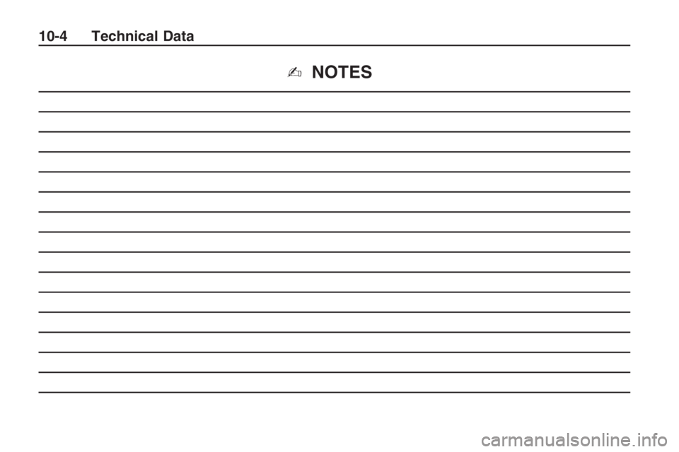 PONTIAC G8 2009  Owners Manual ✍NOTES
10-4 Technical Data 