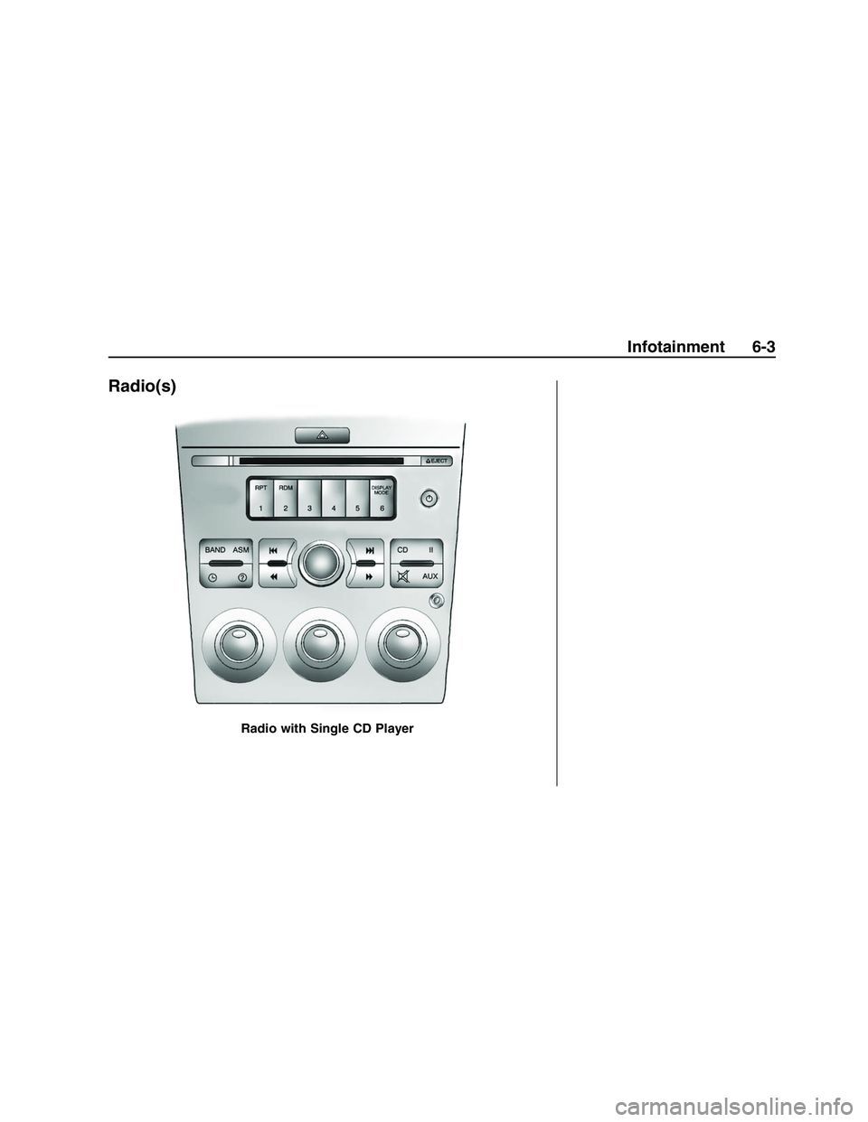 PONTIAC G8 2008 Owners Manual Radio(s)
Radio with Single CD Player
Infotainment 6-3
2008 - Pontiac G8 Owner Manual PONTIAC G8 2008 Owners Manual Radio(s)
Radio with Single CD Player
Infotainment 6-3
2008 - Pontiac G8 Owner Manual