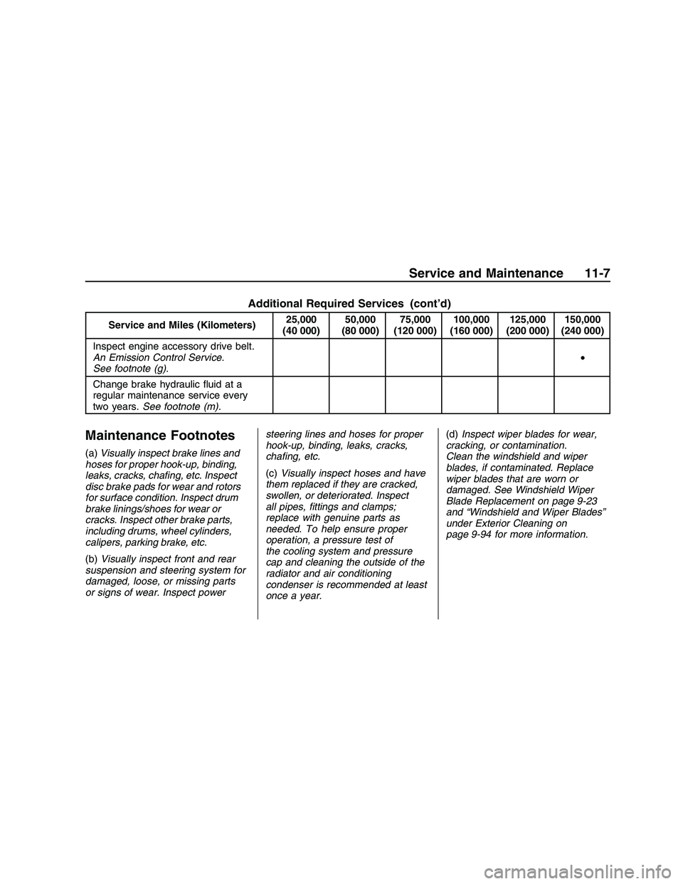 PONTIAC G8 2008  Owners Manual Additional Required Services (cont’d)
Service and Miles (Kilometers)25,000
(40 000) 50,000
(80 000) 75,000
(120 000) 100,000
(160 000) 125,000
(200 000) 150,000
(240 000)
Inspect engine accessory dr