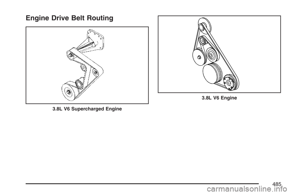 PONTIAC GRAND PRIX 2007  Owners Manual Engine Drive Belt Routing
3.8L V6 Supercharged Engine
3.8L V6 Engine
485 