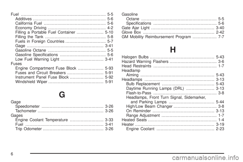 PONTIAC TORRENT 2009  Owners Manual Fuel............................................................... 5-5
Additives...................................................... 5-6
California Fuel.............................................