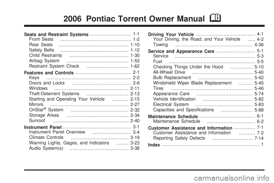 PONTIAC TORRENT 2006  Owners Manual 