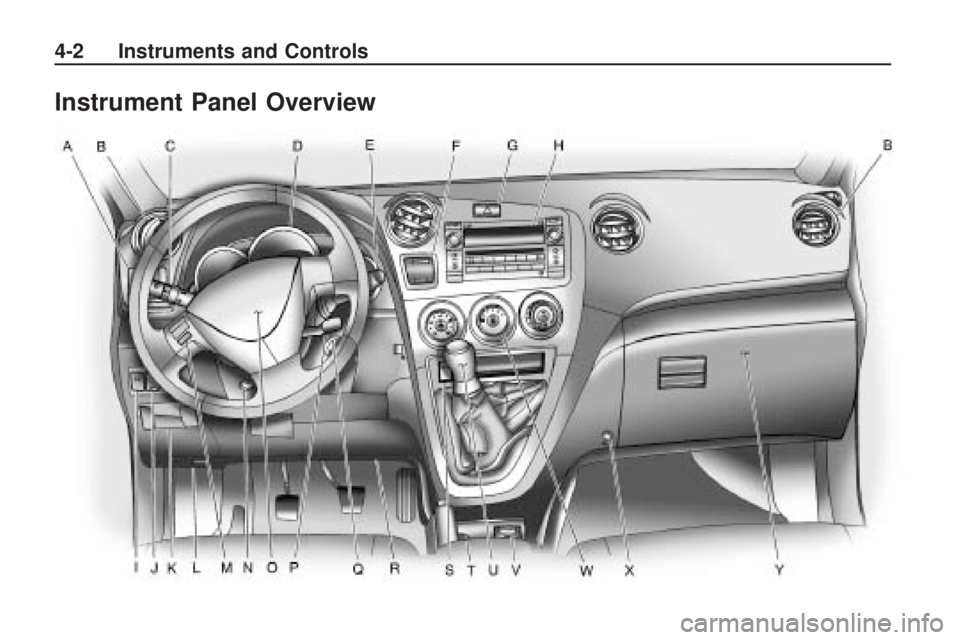 PONTIAC VIBE 2010 Manual Online Instrument Panel Overview
4-2 Instruments and Controls PONTIAC VIBE 2010 Manual Online Instrument Panel Overview
4-2 Instruments and Controls