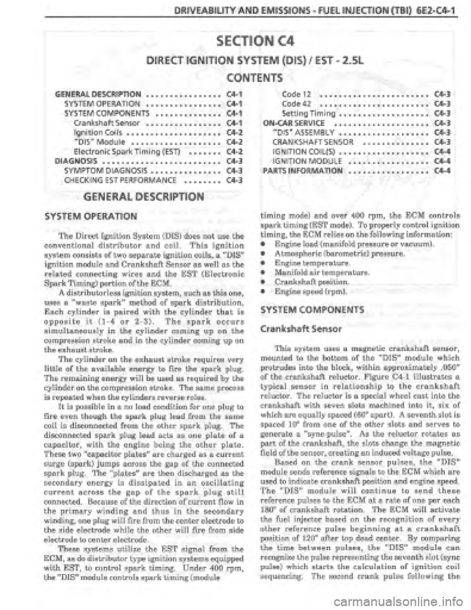 PONTIAC FIERO 1987  Service Repair Manual 