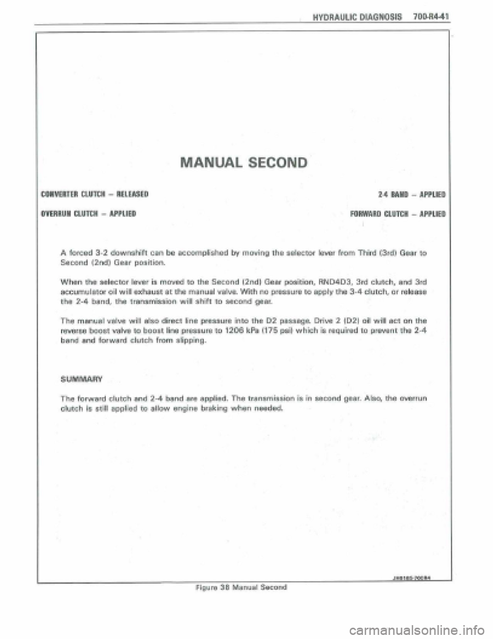 PONTIAC FIERO 1988 Service Repair Manual
, HYDRAULIC PlAGNQSlS 7004441
MANUAL SECOND
COWERTER CLUTCH - RELEASED
OVEARUN CLUTCH - APPLIED
2.4 MUD - APPLIED
I
FORWARD CLUTCH - APPLIED
I
A forced 3-2 downshift cen be a~cornplished by m PONTIAC FIERO 1988 Service Repair Manual
, HYDRAULIC PlAGNQSlS 7004441
MANUAL SECOND
COWERTER CLUTCH - RELEASED
OVEARUN CLUTCH - APPLIED
2.4 MUD - APPLIED
I
FORWARD CLUTCH - APPLIED
I
A forced 3-2 downshift cen be a~cornplished by m