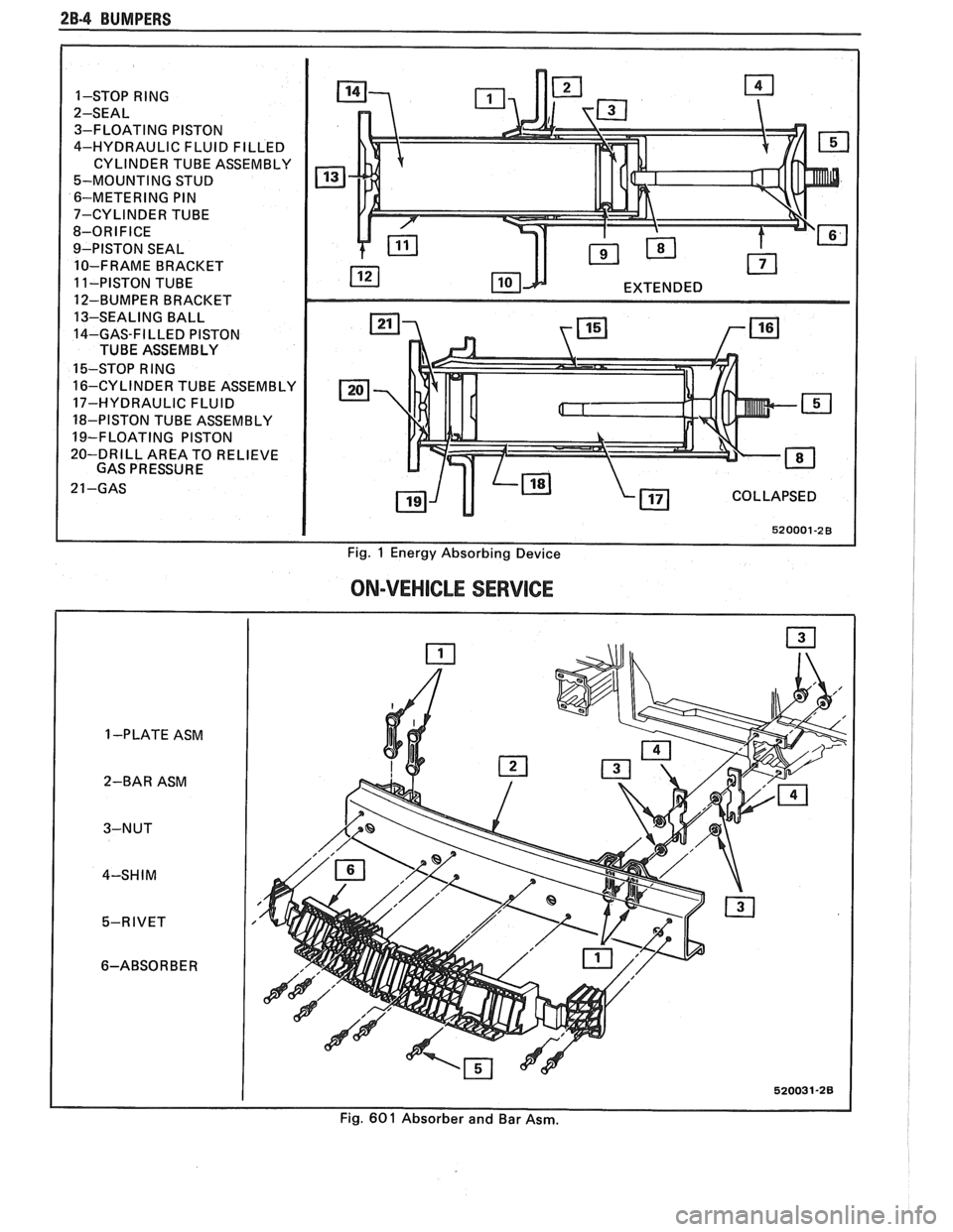 PONTIAC FIERO 1988 Service Repair Manual
28-4 BUMPERS
1-STOP RlNG
2-SEAL 3-FLOATING PISTON
4-HYDRAULIC FLUID FILLED
CYLINDER TUBE ASSEMBLY
5-MOUNTING STUD
6-METERING PIN
7-CYLINDER TUBE
8-ORIFICE
9-PISTON SEAL
10-FRAME BR PONTIAC FIERO 1988 Service Repair Manual
28-4 BUMPERS
1-STOP RlNG
2-SEAL 3-FLOATING PISTON
4-HYDRAULIC FLUID FILLED
CYLINDER TUBE ASSEMBLY
5-MOUNTING STUD
6-METERING PIN
7-CYLINDER TUBE
8-ORIFICE
9-PISTON SEAL
10-FRAME BR