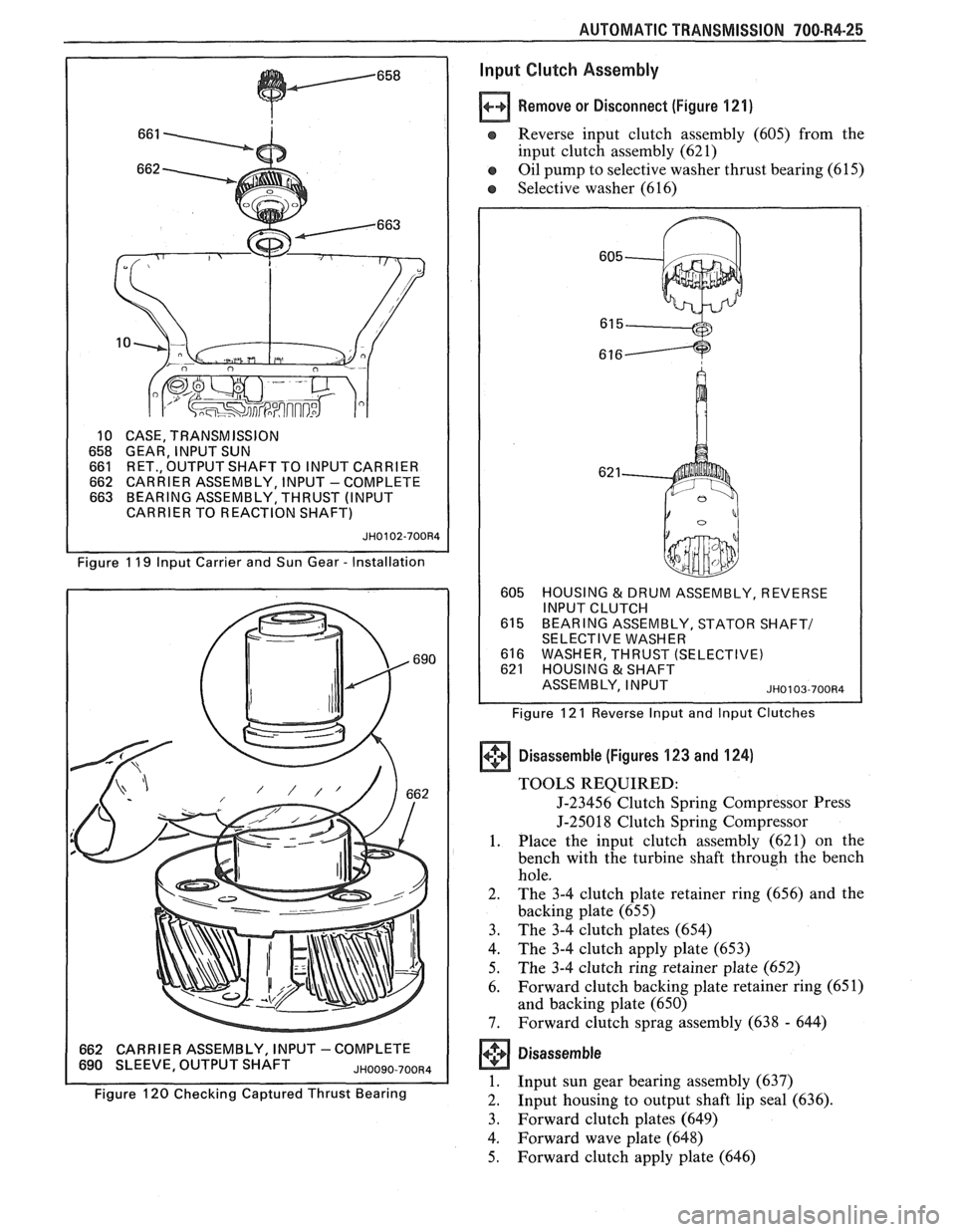 PONTIAC FIERO 1988 Service Repair Manual
AUTOMATIC TRANSMISSION 700-R4-25
10 CASE, TRANSMISSION
658 GEAR, INPUT SUN 661 RET., OUTPUT SHAFT TO INPUT CARRIER 662 CARRIER ASSEMBLY, INPUT -COMPLETE 663 BEARING ASSEMBLY, THRUST (INPUT
C PONTIAC FIERO 1988 Service Repair Manual
AUTOMATIC TRANSMISSION 700-R4-25
10 CASE, TRANSMISSION
658 GEAR, INPUT SUN 661 RET., OUTPUT SHAFT TO INPUT CARRIER 662 CARRIER ASSEMBLY, INPUT -COMPLETE 663 BEARING ASSEMBLY, THRUST (INPUT
C