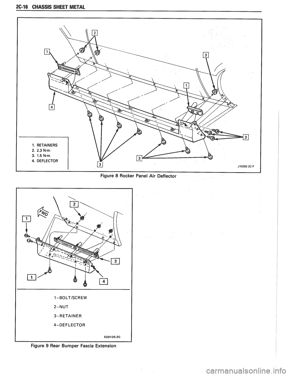 PONTIAC FIERO 1988  Service Repair Manual 
2C-16 CHASSIS  SHEET METAL 
Figure 9 Rear Bumper  Fascia Extension   